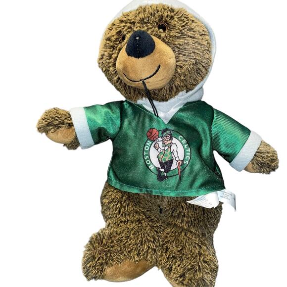 Boston Celtics Teddy Bear Plush Hoodie 14" T-Shirt NBA Basketball Fan Baby Gift - Picture 4 of 11
